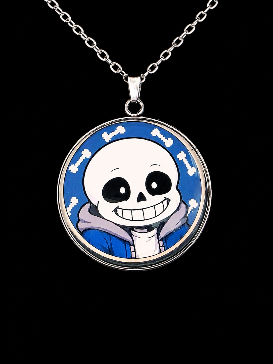 Undertale Inspired Sans 30 mm Pendant Stainless Steel 20 inch Necklace