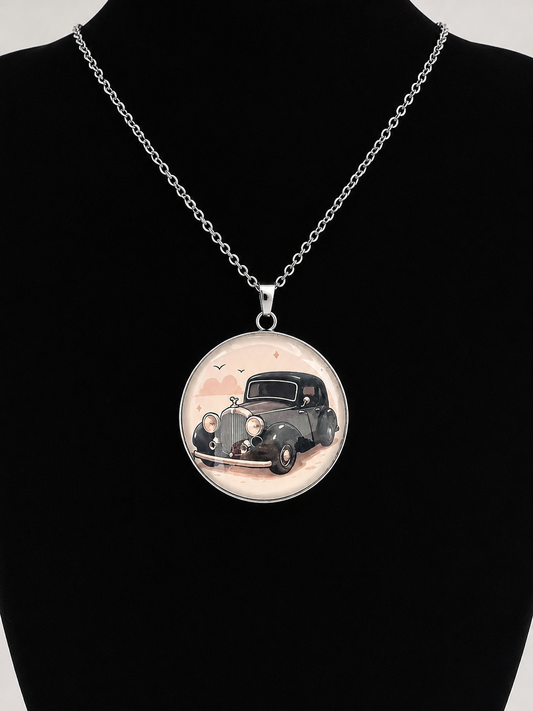 Good Omens Inspired Crowley's Bentley 30mm Pendant Stainless Steel 20 Inch Necklace