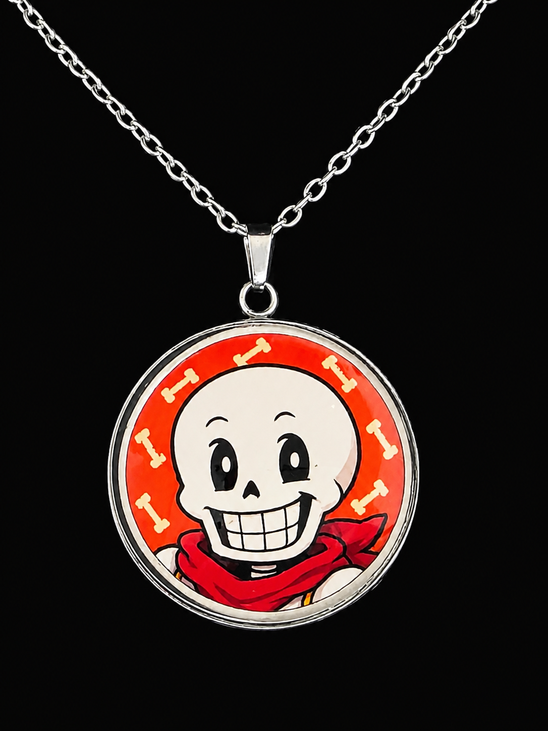 Undertale Inspired Papyrus 30 mm Pendant Stainless Steel 20 inch Necklace