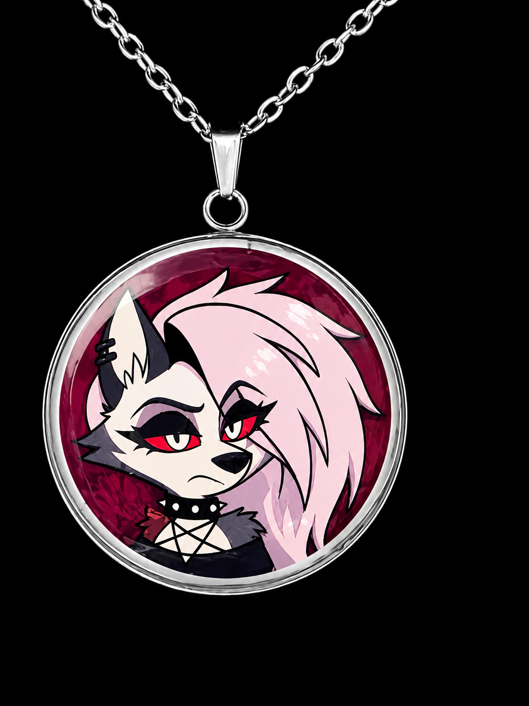 Helluva Boss Inspired Loona 30 mm Pendant Stainless Steel 20 inch Necklace