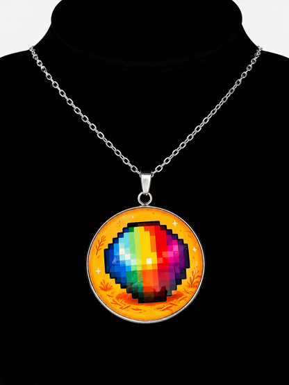 Prismatic Shard Inspired Stardew Valley 30 mm Pendant Stainless Steel Necklace