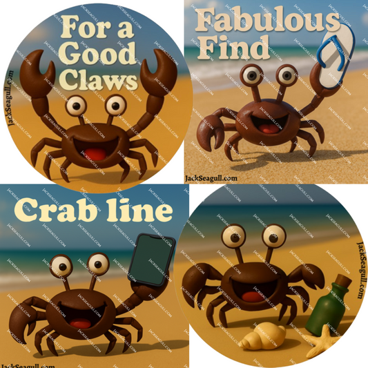 Fabio: The Fabulous Upcycler Crab - 3 inch Die-Cut Sticker Pack