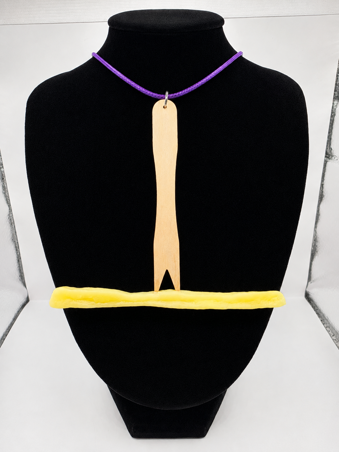 Chip Fork with Chip - French Fries on a adjustable coloured waxed cord. Fun, humor, novelty seaside foodie necklace
