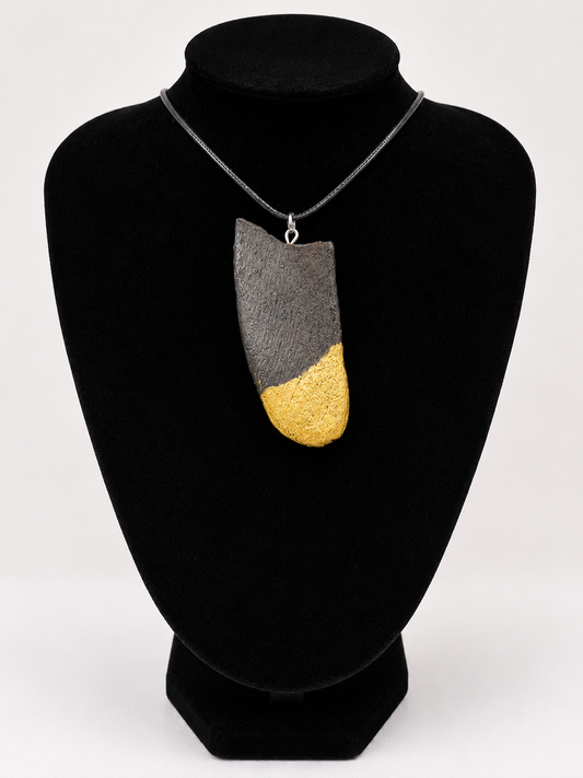 Driftwood pendant necklace featuring metallic painted style design
