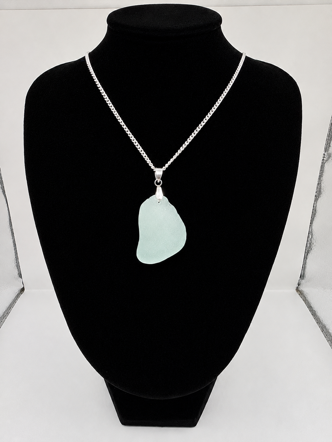 Genuine Sea Glass Pendant Necklace, Hand-Collected Frosted Glass on stainless steel chain. Each piece is a one-of-a-kind