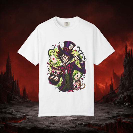 Alice in Wonderland Inspired Hellverse Hatter 100% Cotton Graphic T-Shirt