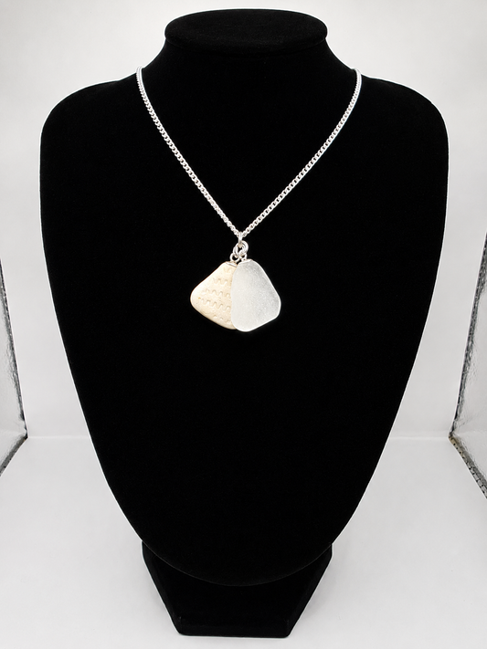 Genuine Sea Glass and Sea Pottery Necklace on stainless steel chain. Each piece is a one-of-a-kind