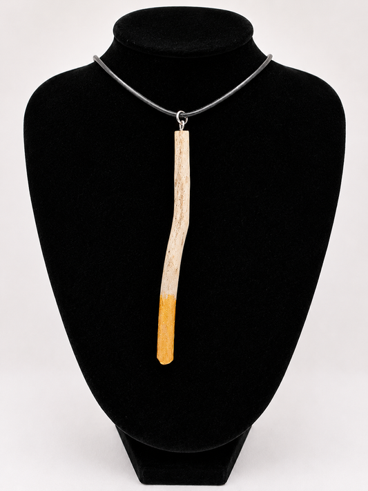Driftwood pendant necklace featuring metallic painted style design