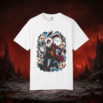 Alice in Wonderland Inspired Hellverse White Rabbit 100% Cotton Graphic T-Shirt