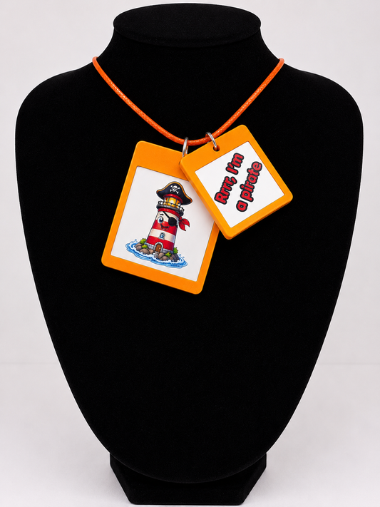 Fun Pirate Lighthouse Seaside Theme Lightweight Picture Necklace with Double Pendant. Rrrr, I'm a pirate