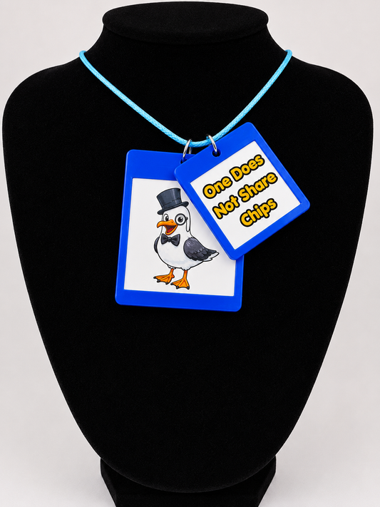 Fun Posh Seagull Seaside Theme Lightweight Picture Necklace with Double Pendant. One does not share chips