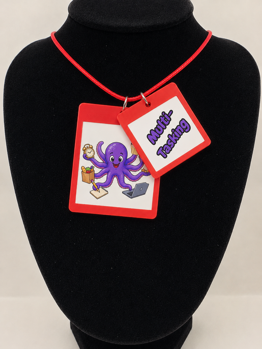 Fun Multitasking Octopus Seaside Theme Lightweight Picture Necklace with Double Pendant. Multi-tasking
