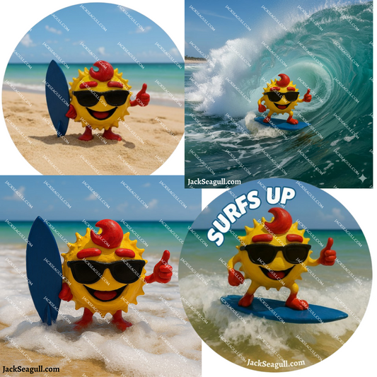 Gaz: The Pufferfish Surf-dude -  3 inch Die-Cut Sticker Pack