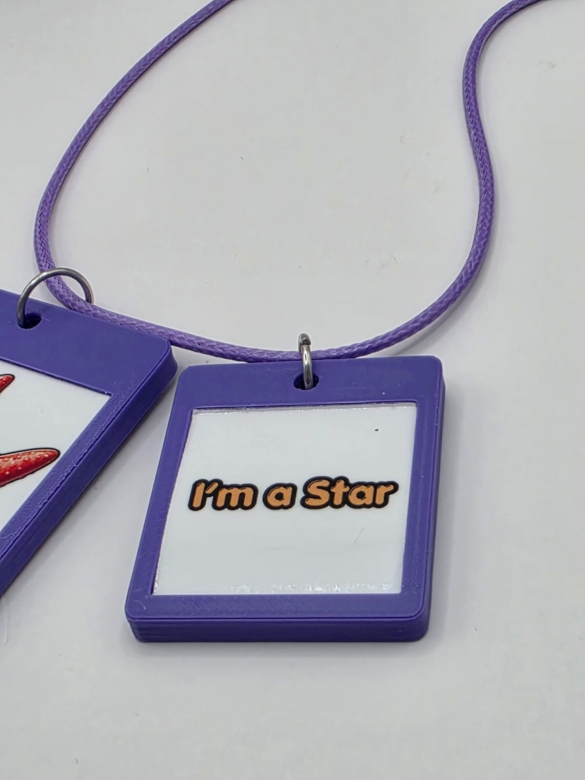 Fun Starfish Seaside Theme Lightweight Picture Necklace with Double Pendant. I'm a Star