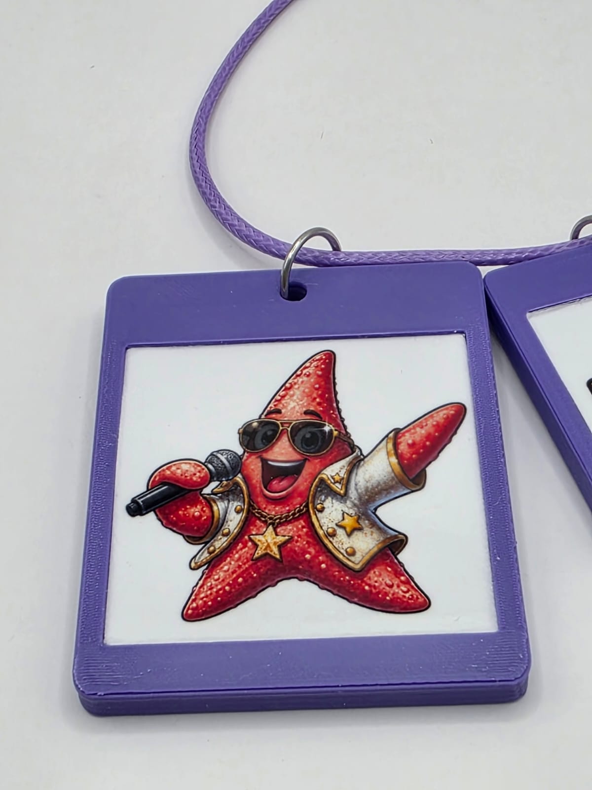Fun Starfish Seaside Theme Lightweight Picture Necklace with Double Pendant. I'm a Star