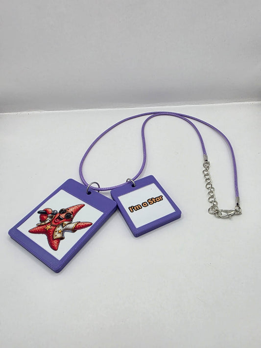 Fun Starfish Seaside Theme Lightweight Picture Necklace with Double Pendant. I'm a Star