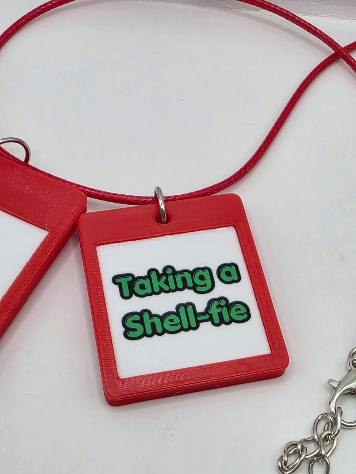 Fun Turtle Seaside Theme Lightweight Picture Necklace with Double Pendant. Taking a Shell-fie