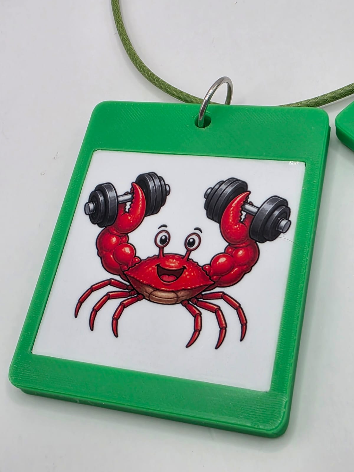 Fun Fitness Crab Seaside Theme Lightweight Picture Necklace with Double Pendant. Don't skip leg day