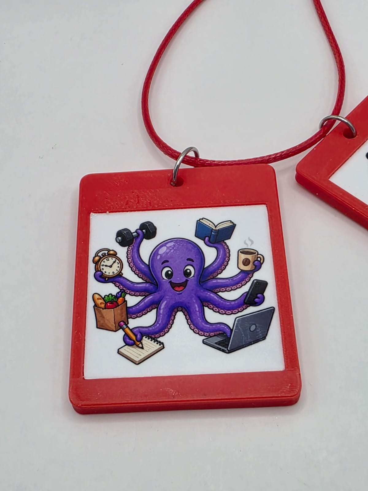 Fun Multitasking Octopus Seaside Theme Lightweight Picture Necklace with Double Pendant. Multi-tasking