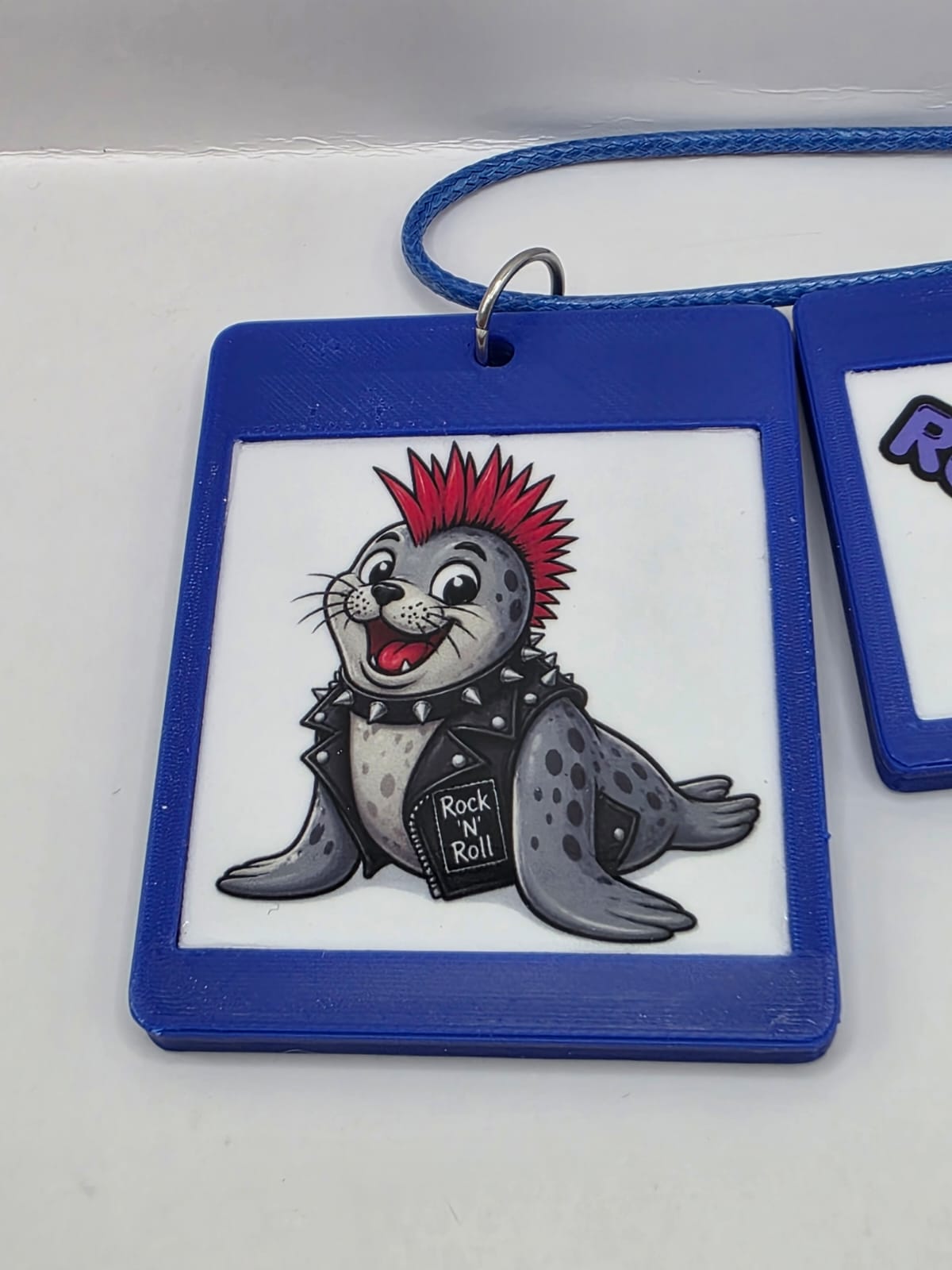Fun Punk Rock Seal Seaside Theme Lightweight Picture Necklace with Double Pendant. Rock On!