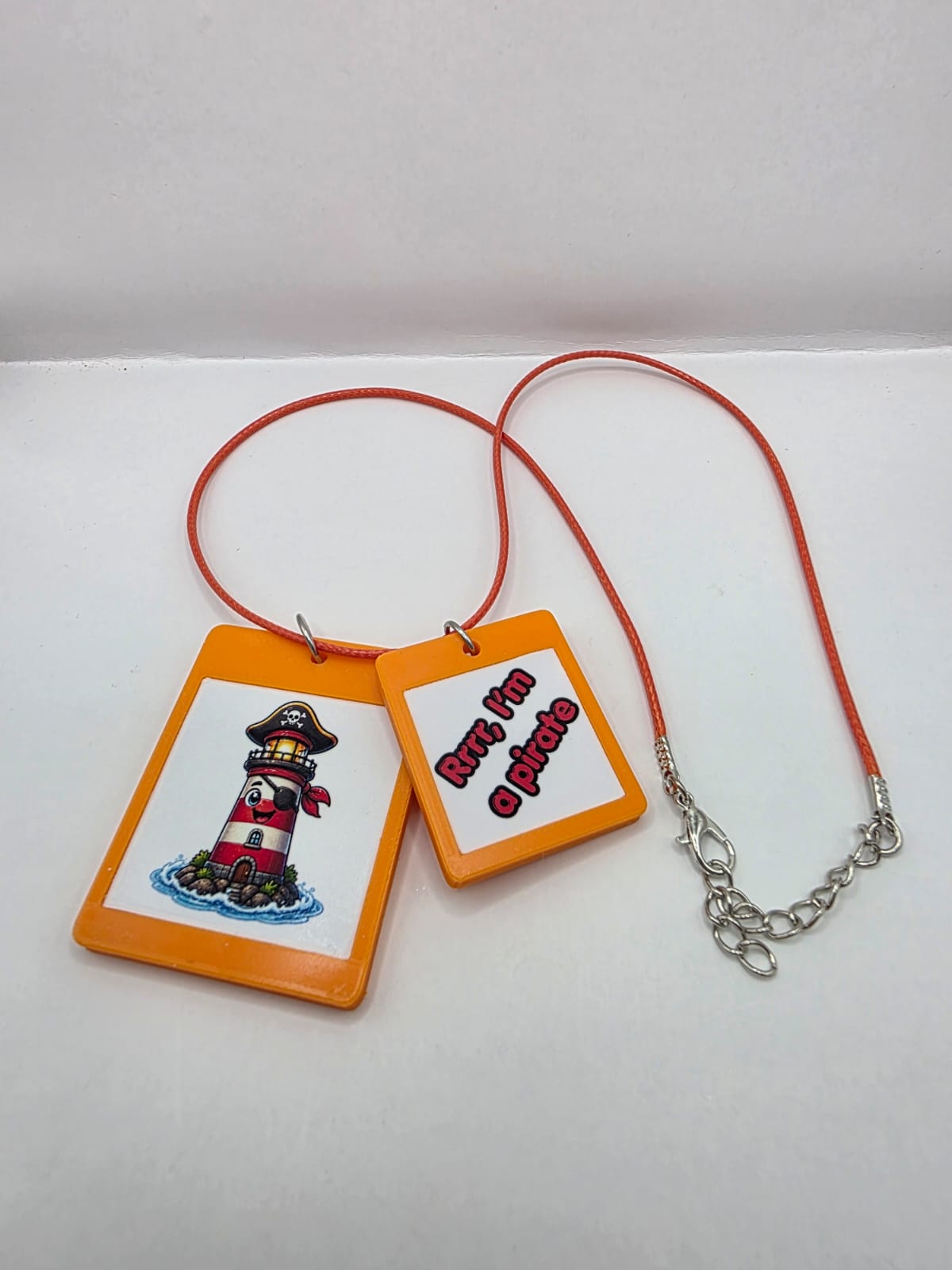 Fun Pirate Lighthouse Seaside Theme Lightweight Picture Necklace with Double Pendant. Rrrr, I'm a pirate