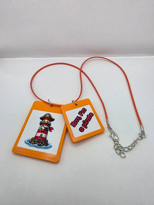 Fun Pirate Lighthouse Seaside Theme Lightweight Picture Necklace with Double Pendant. Rrrr, I'm a pirate