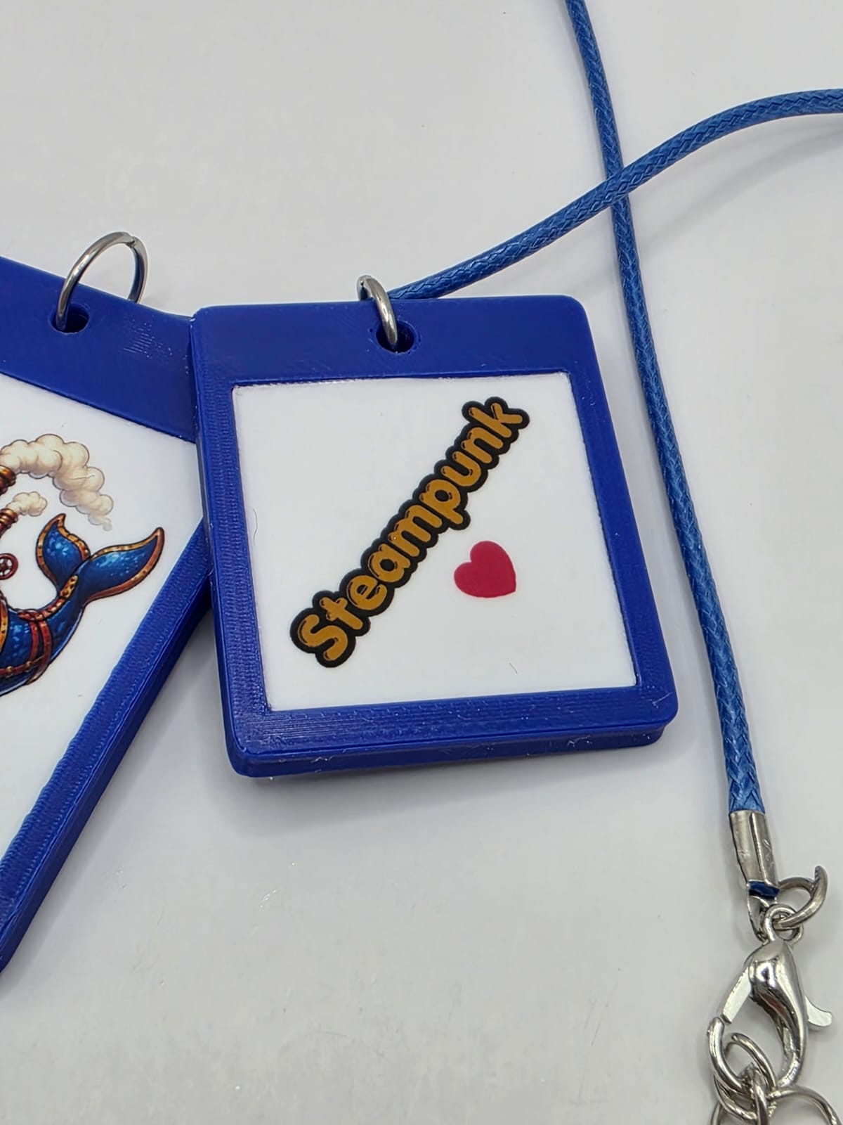 Fun Steampunk Whale Seaside Theme Lightweight Picture Necklace with Double Pendant. Steampunk