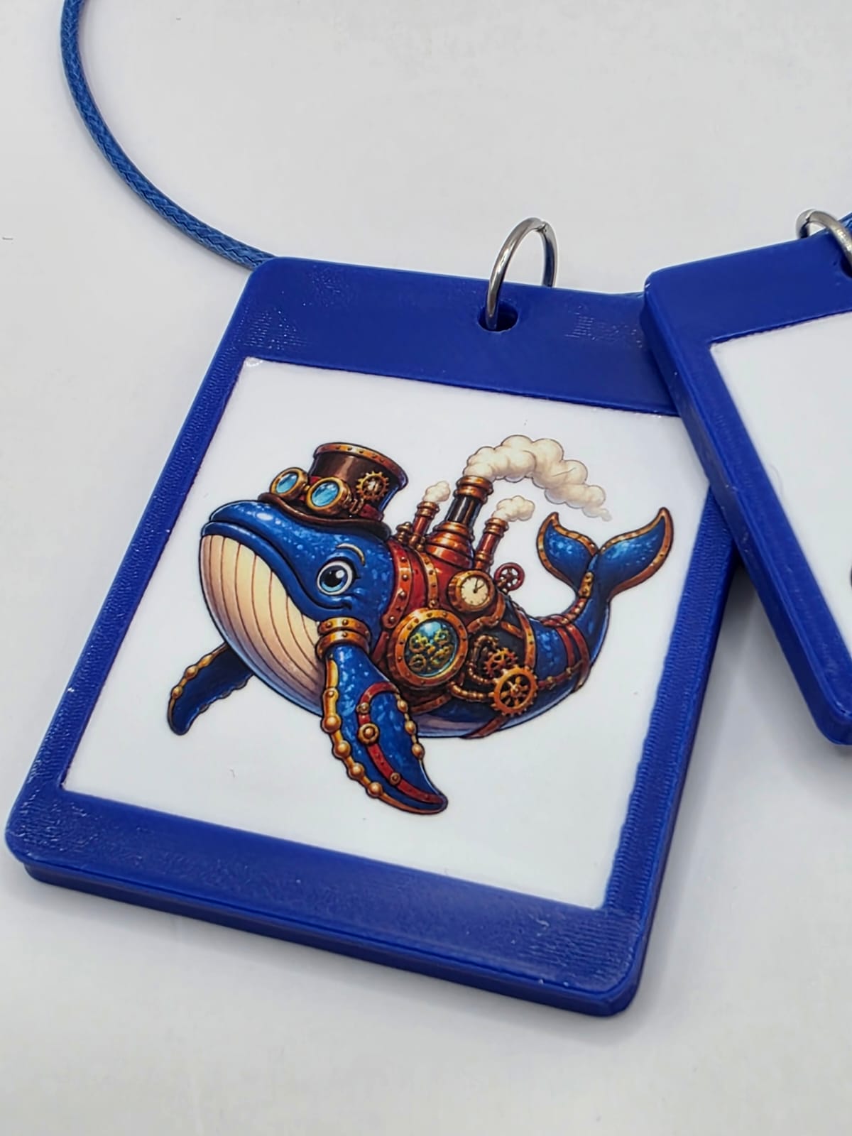 Fun Steampunk Whale Seaside Theme Lightweight Picture Necklace with Double Pendant. Steampunk