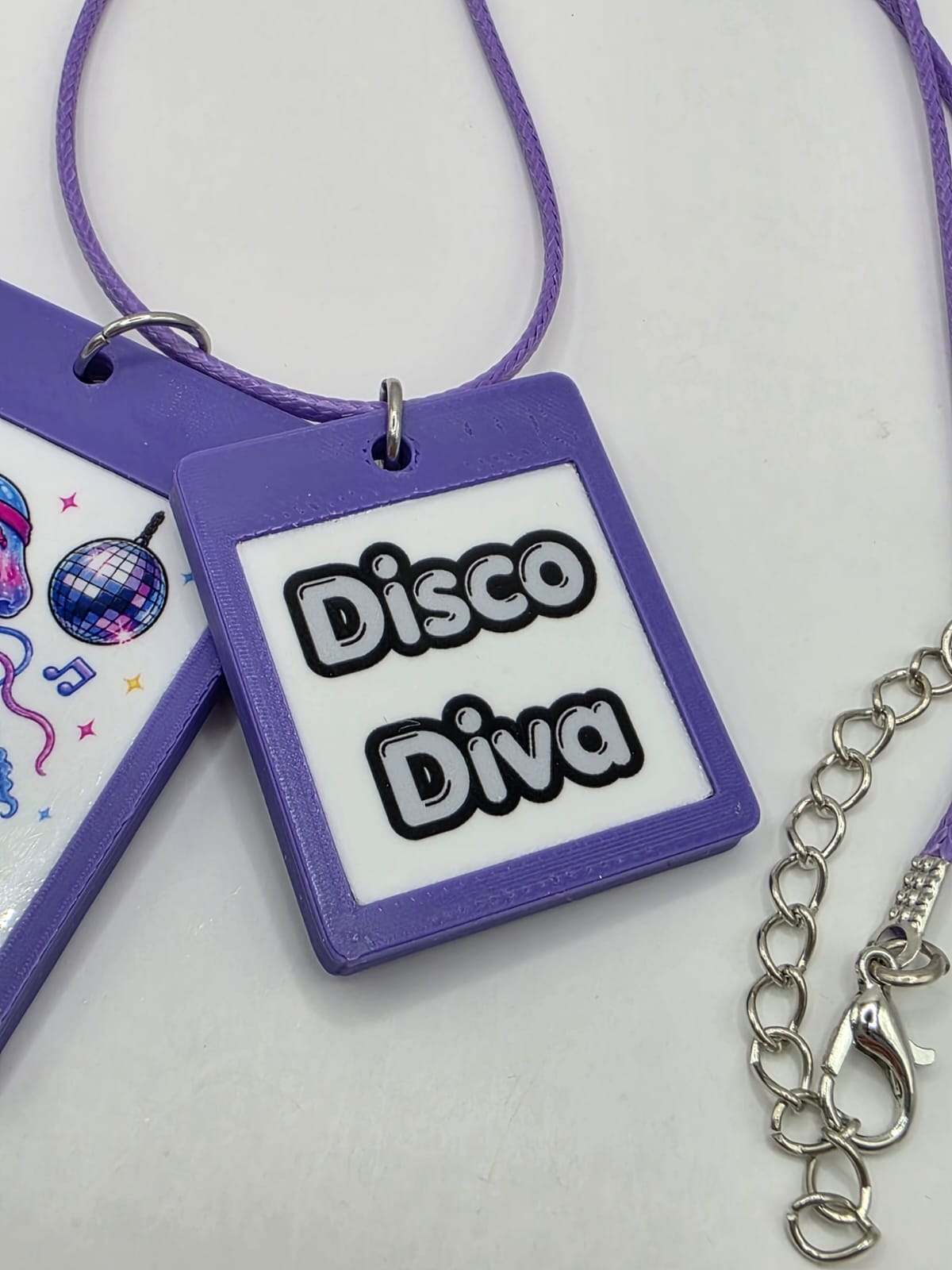 Fun Disco Jellyfish Seaside Theme Lightweight Picture Necklace with Double Pendant. Disco Diva