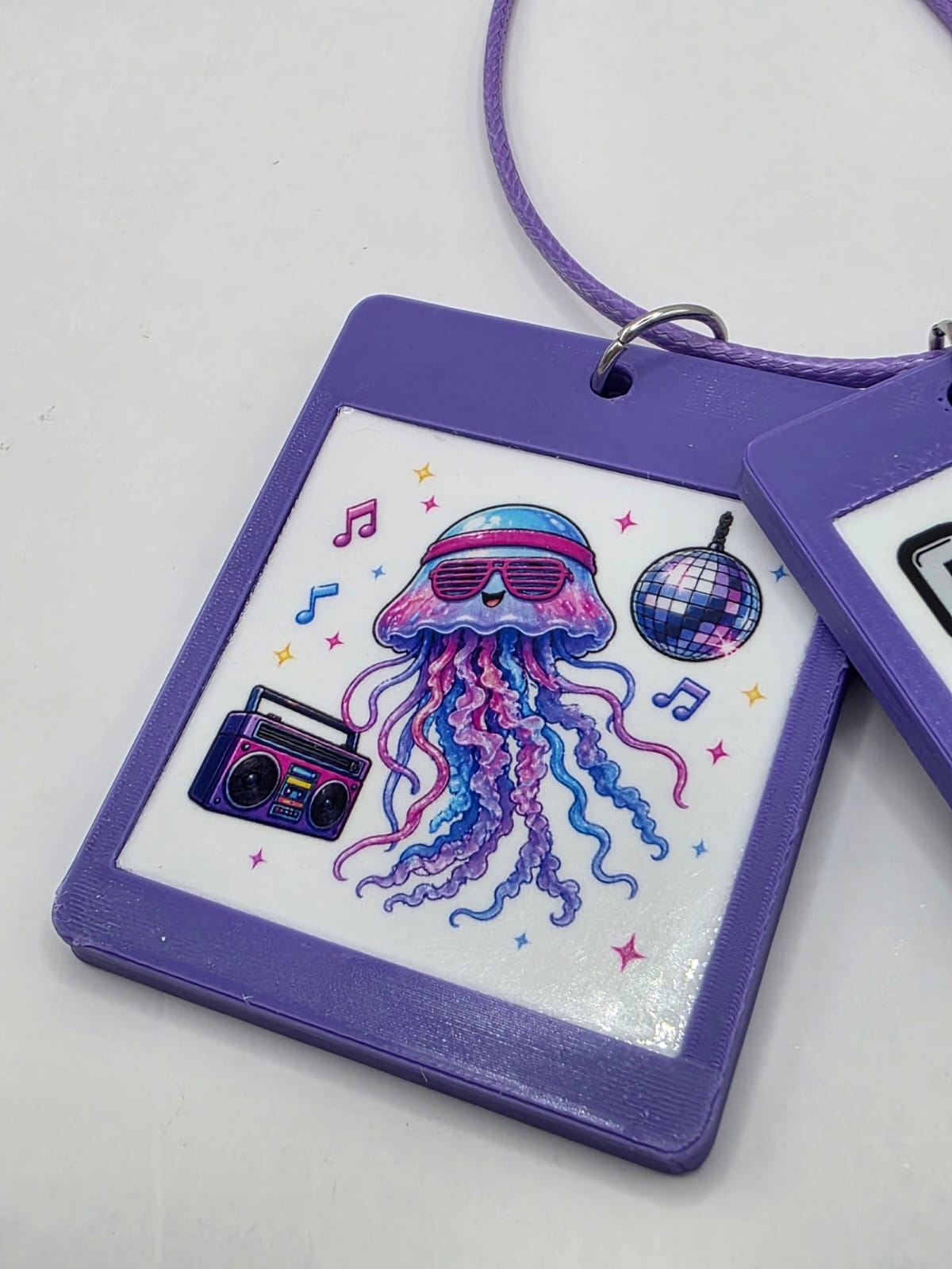 Fun Disco Jellyfish Seaside Theme Lightweight Picture Necklace with Double Pendant. Disco Diva