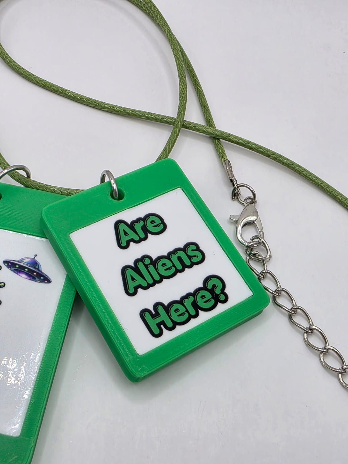 Fun Alien Seahorse Seaside Theme Lightweight Picture Necklace with Double Pendant. Are Aliens Here?