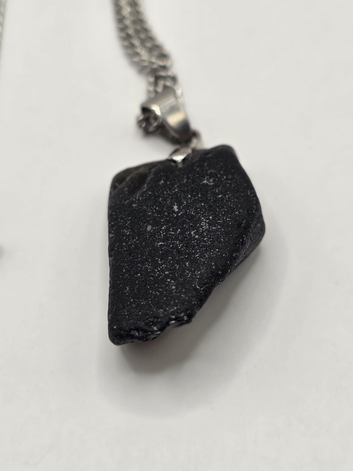 Genuine Black Sea Glass  Necklace with Sparkling Rhinestones, Hand-Collected Frosted Sea Glass Pendant