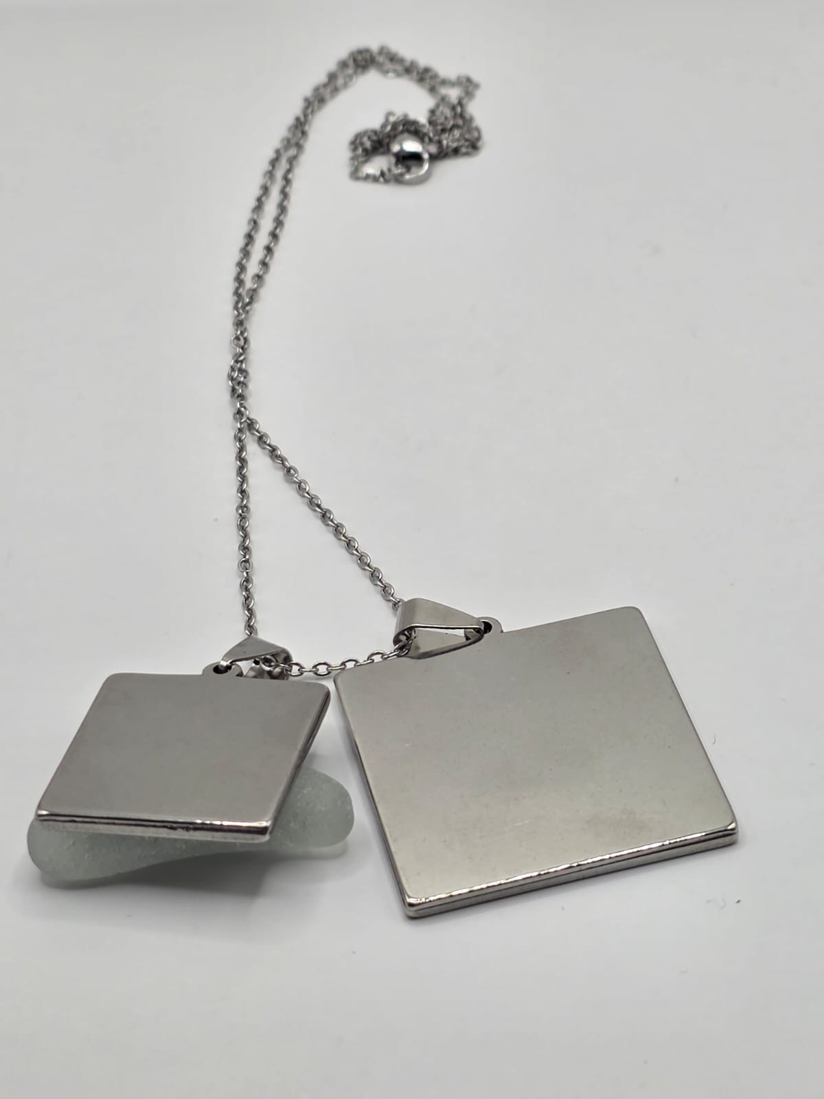 Sea glass and sea glass photo double pendant necklace featuring the actual found piece of sea glass in the photo