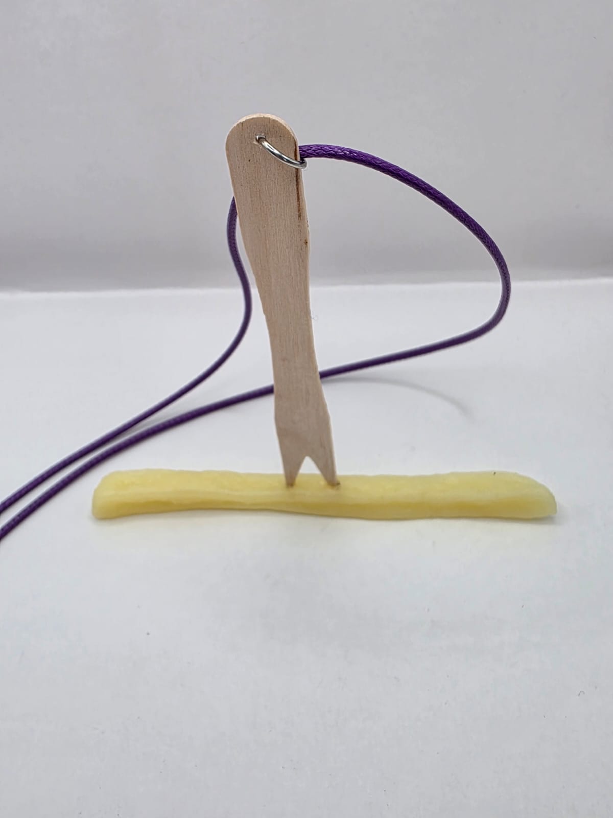 Chip Fork with Chip - French Fries on a adjustable coloured waxed cord. Fun, humor, novelty seaside foodie necklace