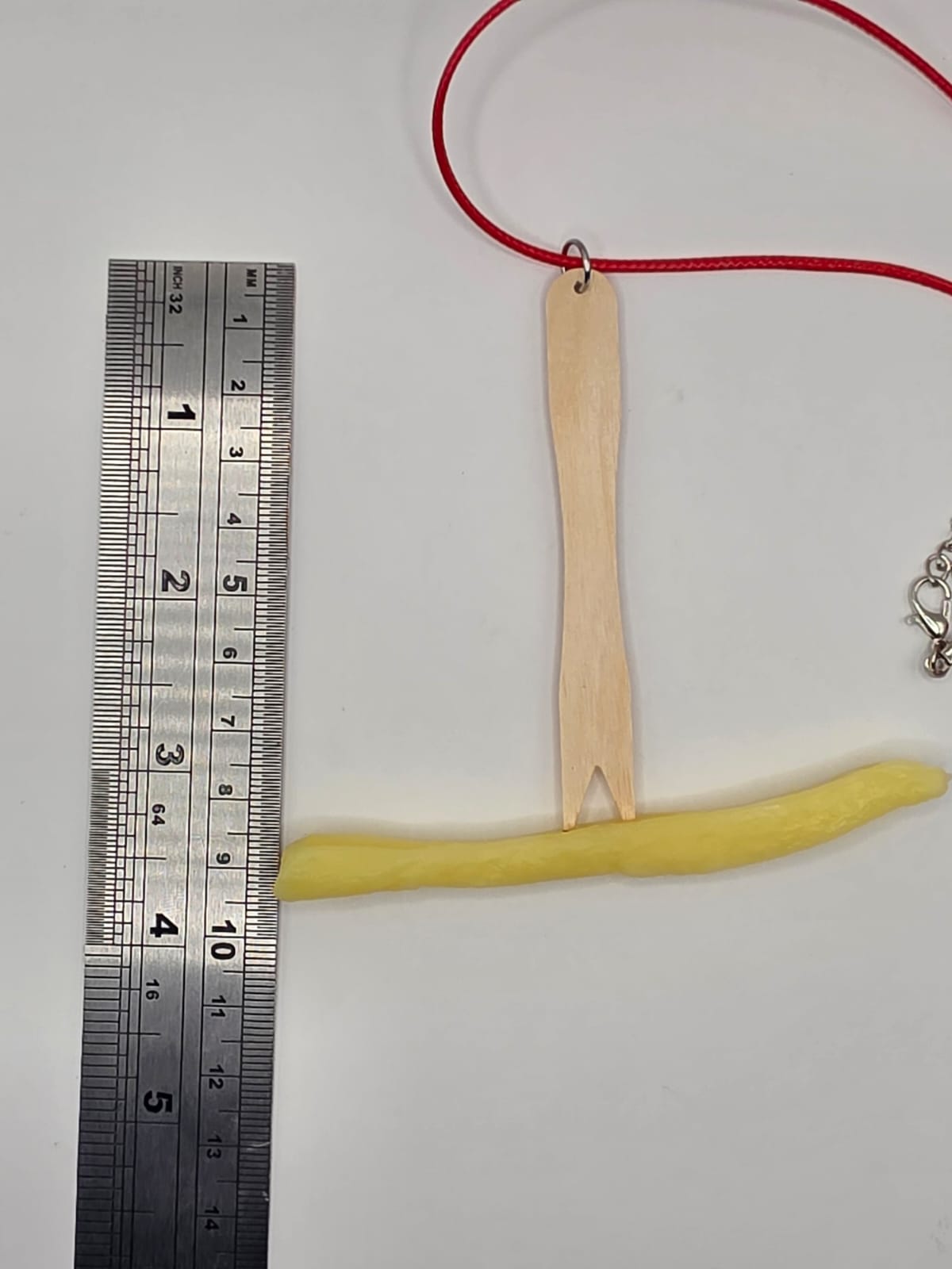 Chip Fork with Chip - French Fries on a adjustable coloured waxed cord. Fun, humor, novelty seaside foodie necklace