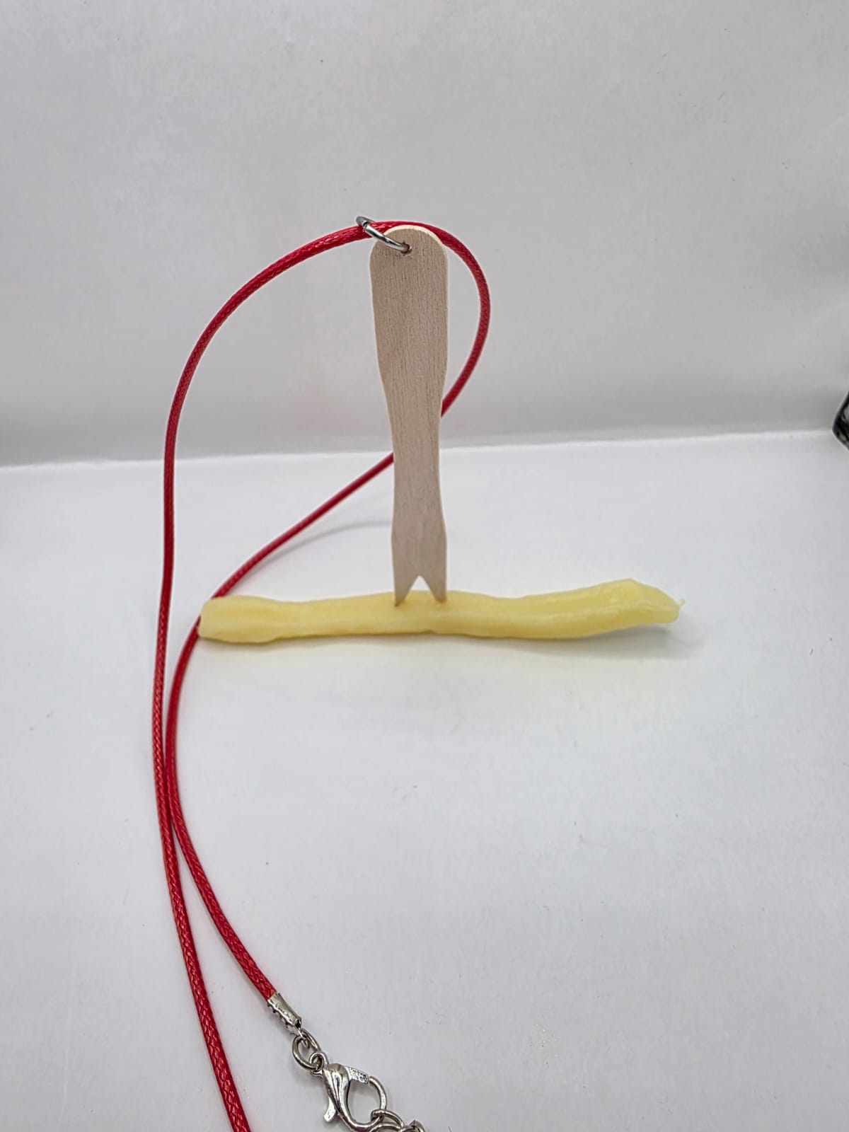 Chip Fork with Chip - French Fries on a adjustable coloured waxed cord. Fun, humor, novelty seaside foodie necklace