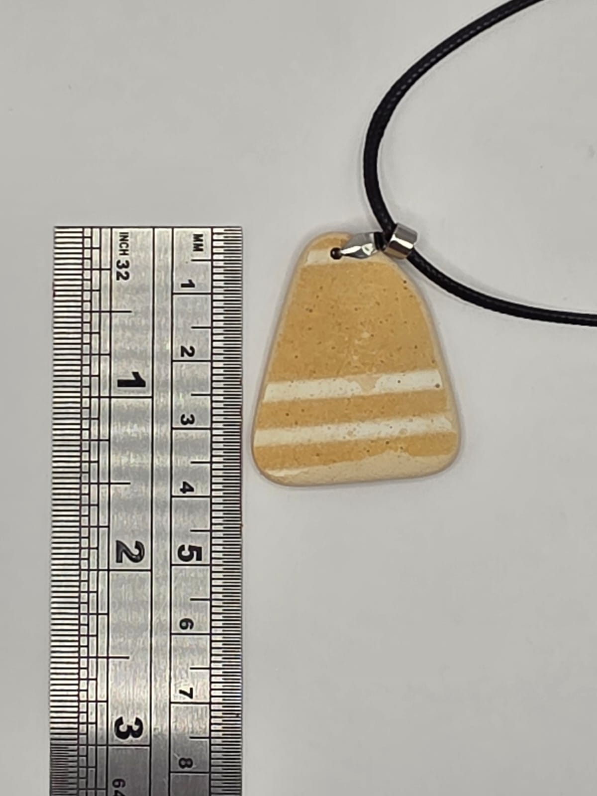 Sea pottery pendant necklace on a black waxed cord adjustable necklace