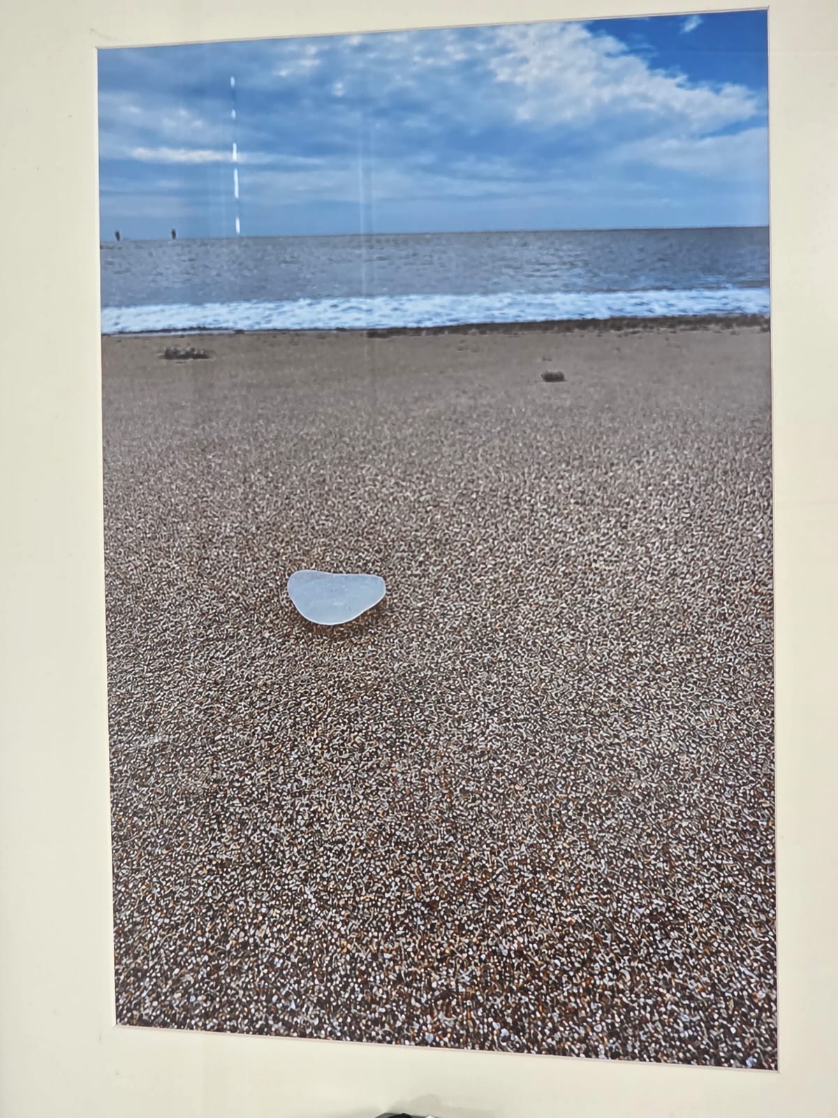 Sea Glass Photo Framed Art Picture with Actual Found Sea Glass in Display Box