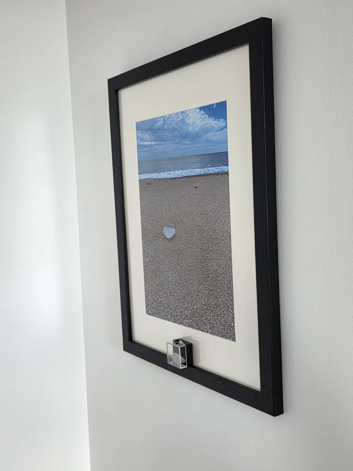 Sea Glass Photo Framed Art Picture with Actual Found Sea Glass in Display Box