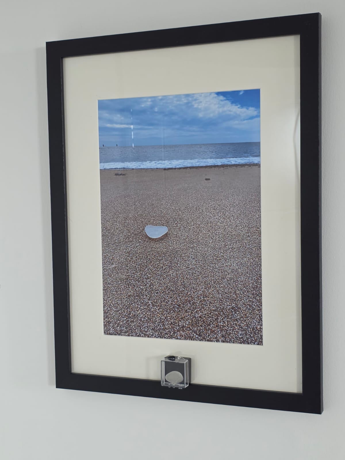 Sea Glass Photo Framed Art Picture with Actual Found Sea Glass in Display Box