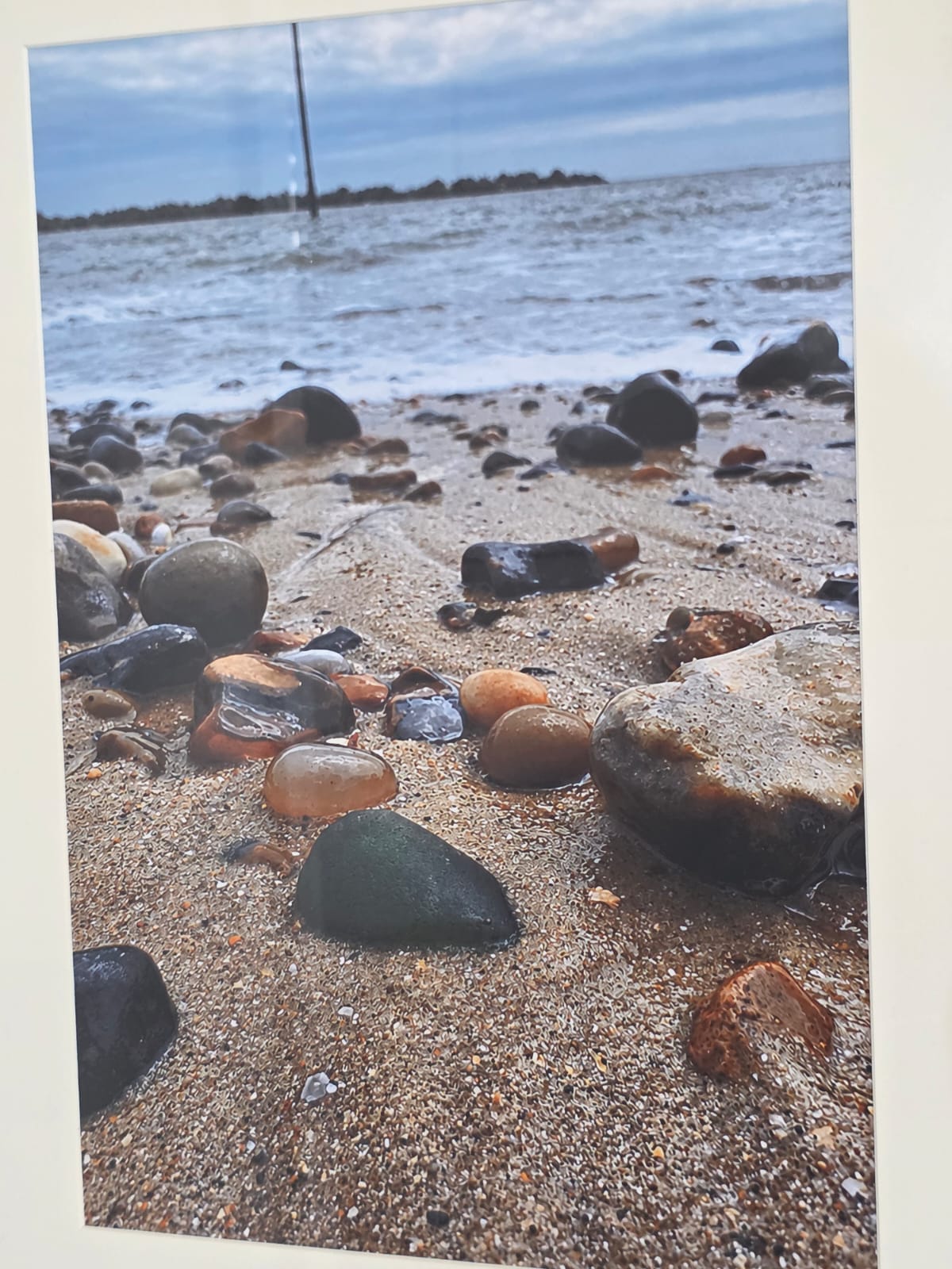 Sea Glass Photo Framed Art Picture with Actual Found Sea Glass in Display Box