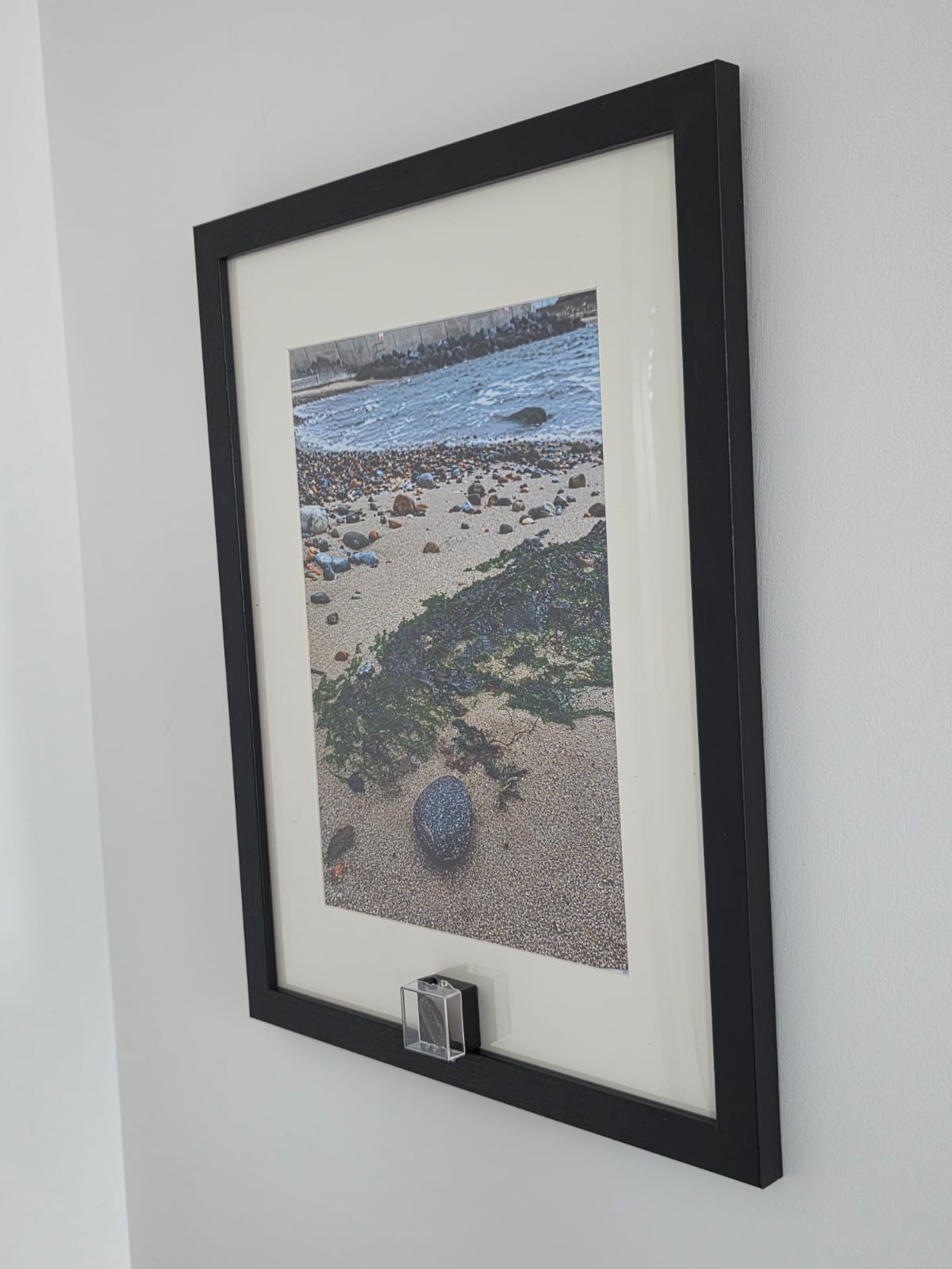 Sea Glass Photo Framed Art Picture with Actual Found Sea Glass in Display Box