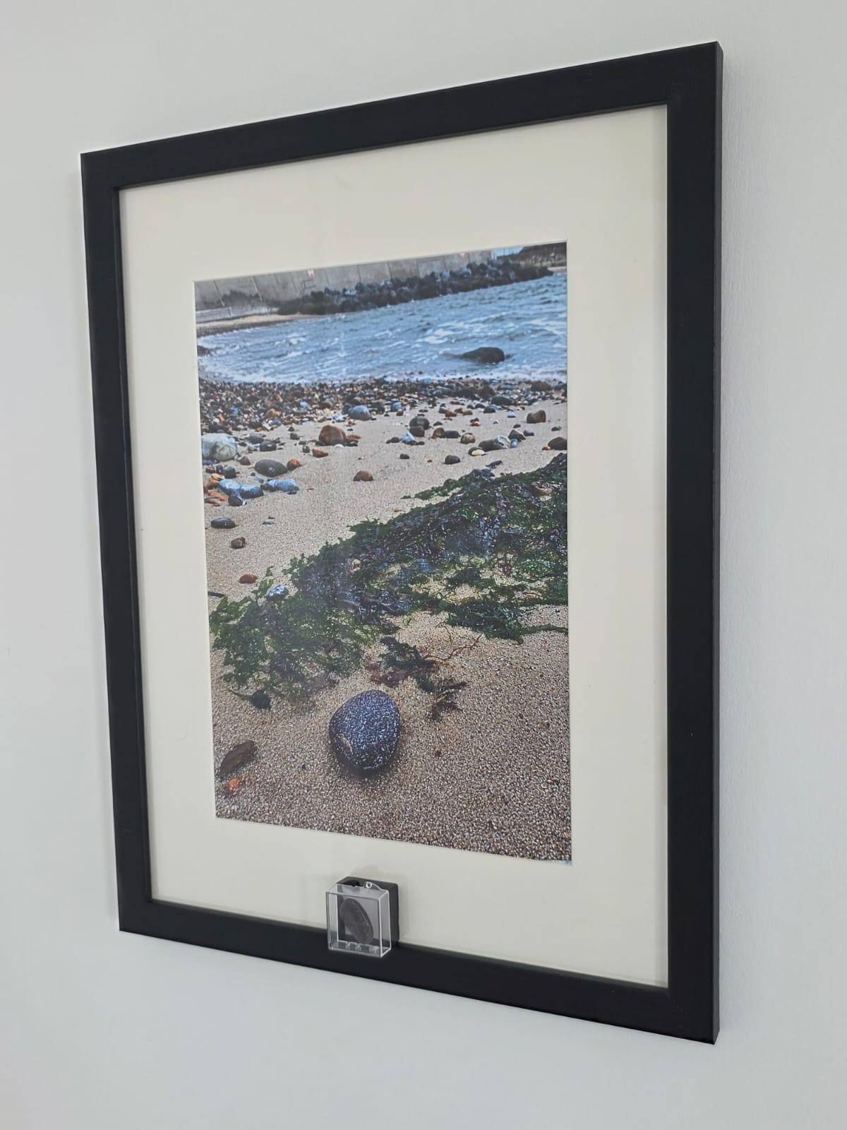 Sea Glass Photo Framed Art Picture with Actual Found Sea Glass in Display Box