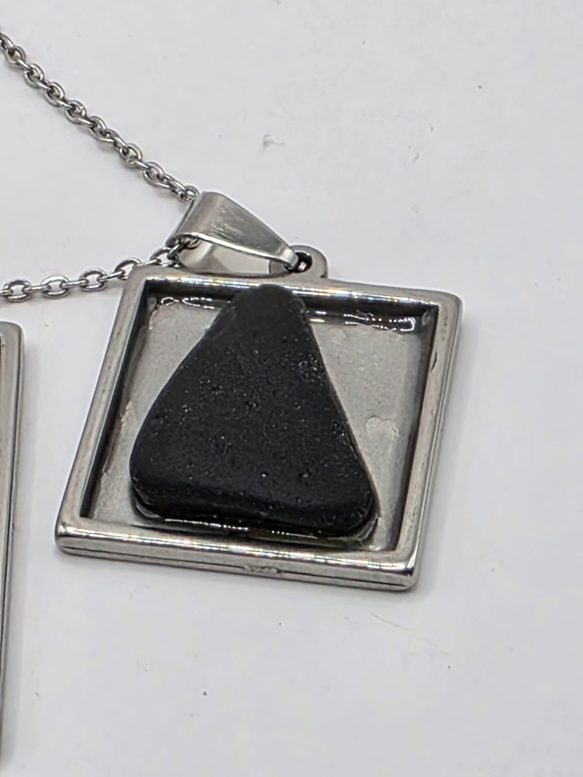 Sea glass and sea glass photo double pendant necklace featuring the actual found piece of sea glass in the photo