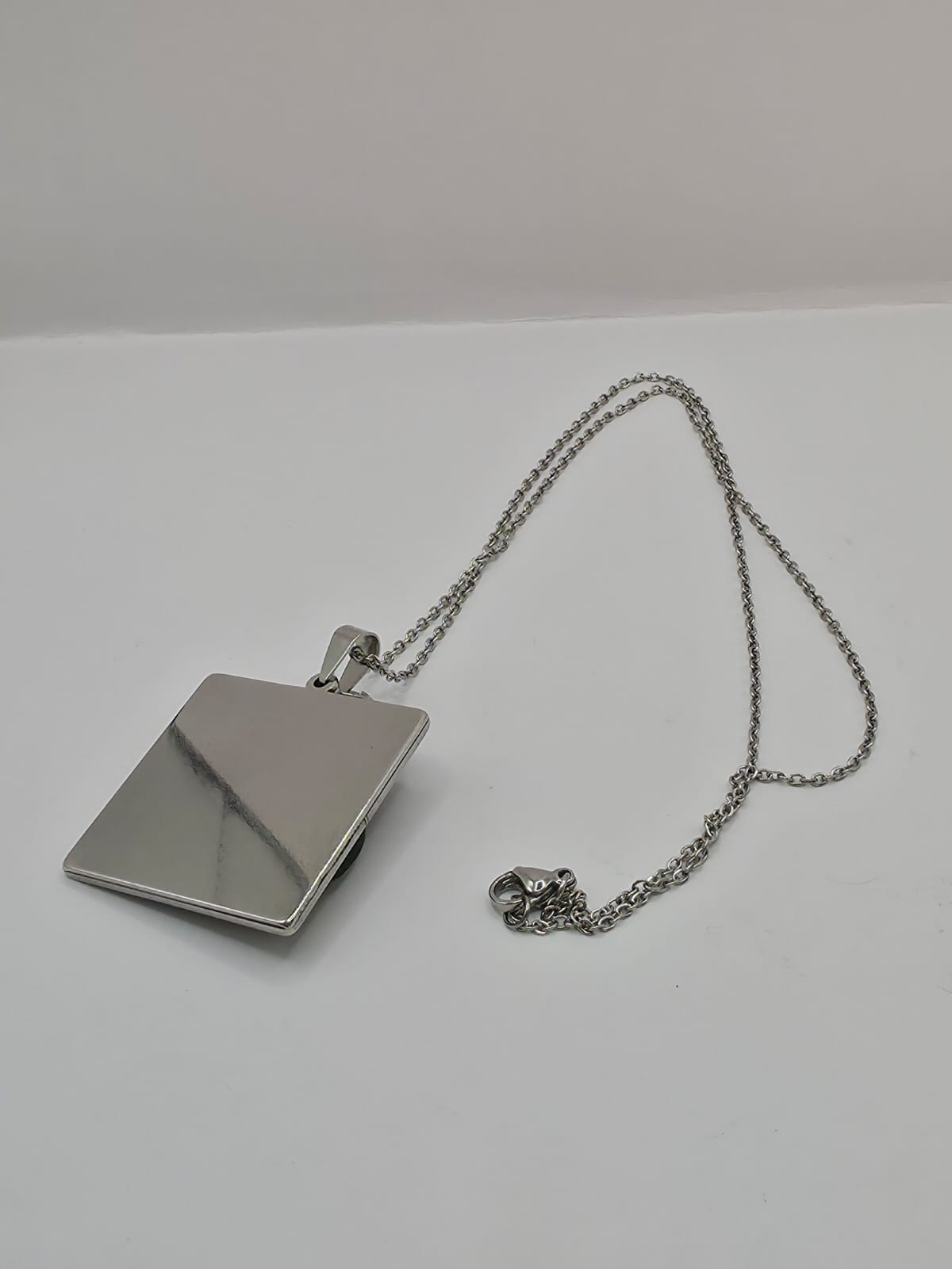 Real Sea Glass Pendant Necklace with Found Location Beach Photo, Stainless Steel Chain and Bezel