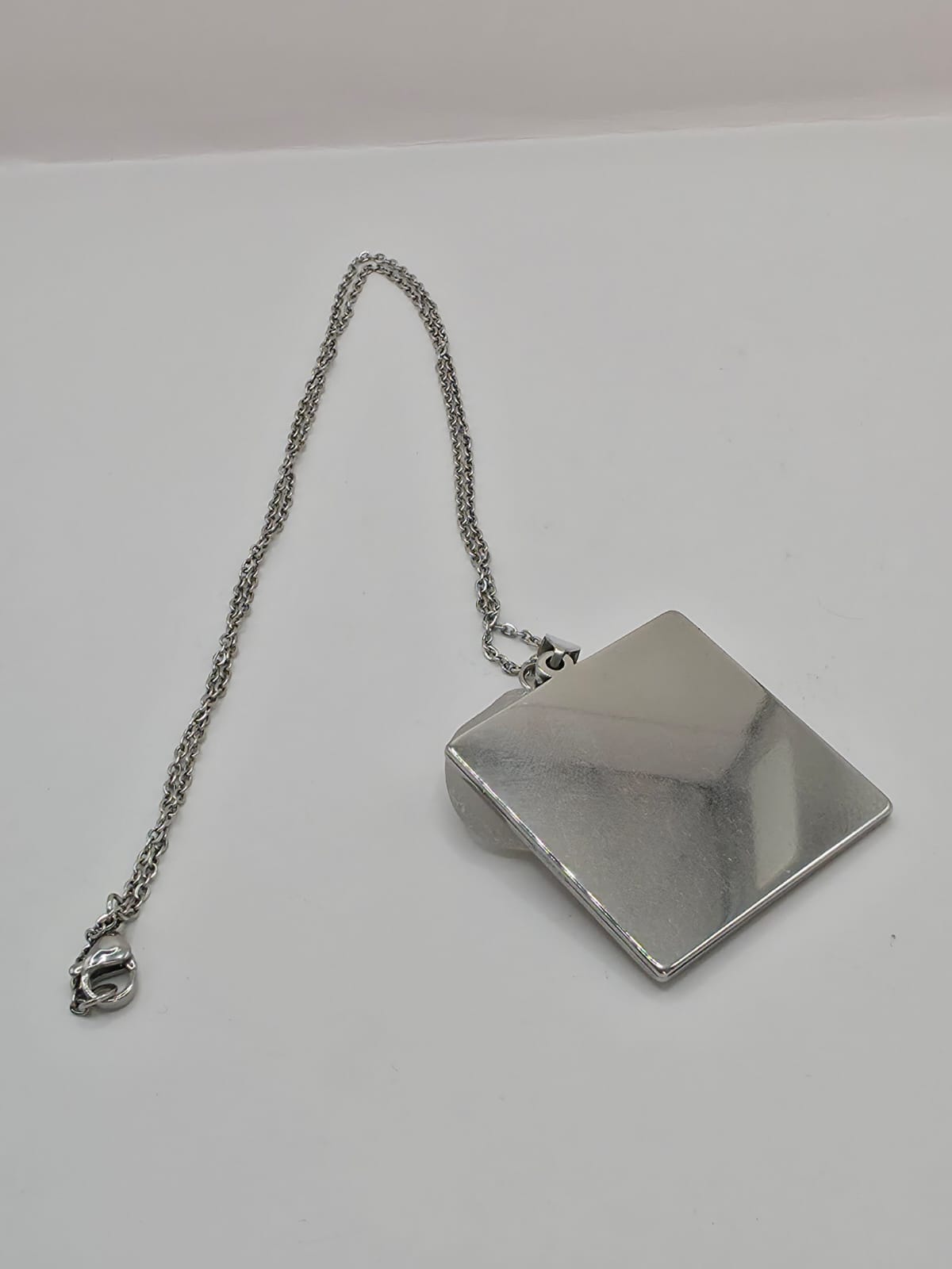 Real Sea Glass Pendant Necklace with Found Location Beach Photo, Stainless Steel Chain and Bezel