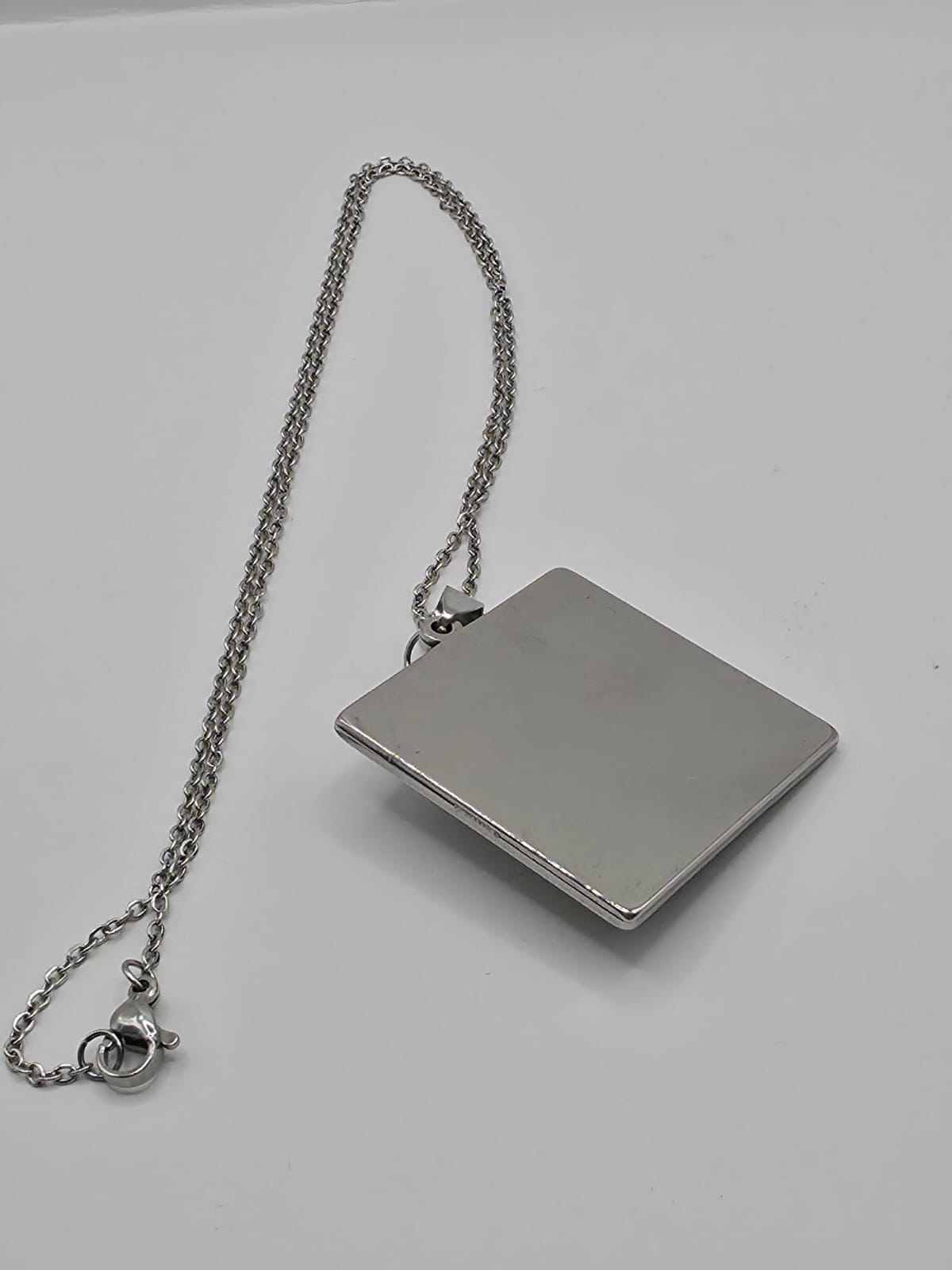 Real Sea Glass Pendant Necklace with Found Location Beach Photo, Stainless Steel Chain and Bezel