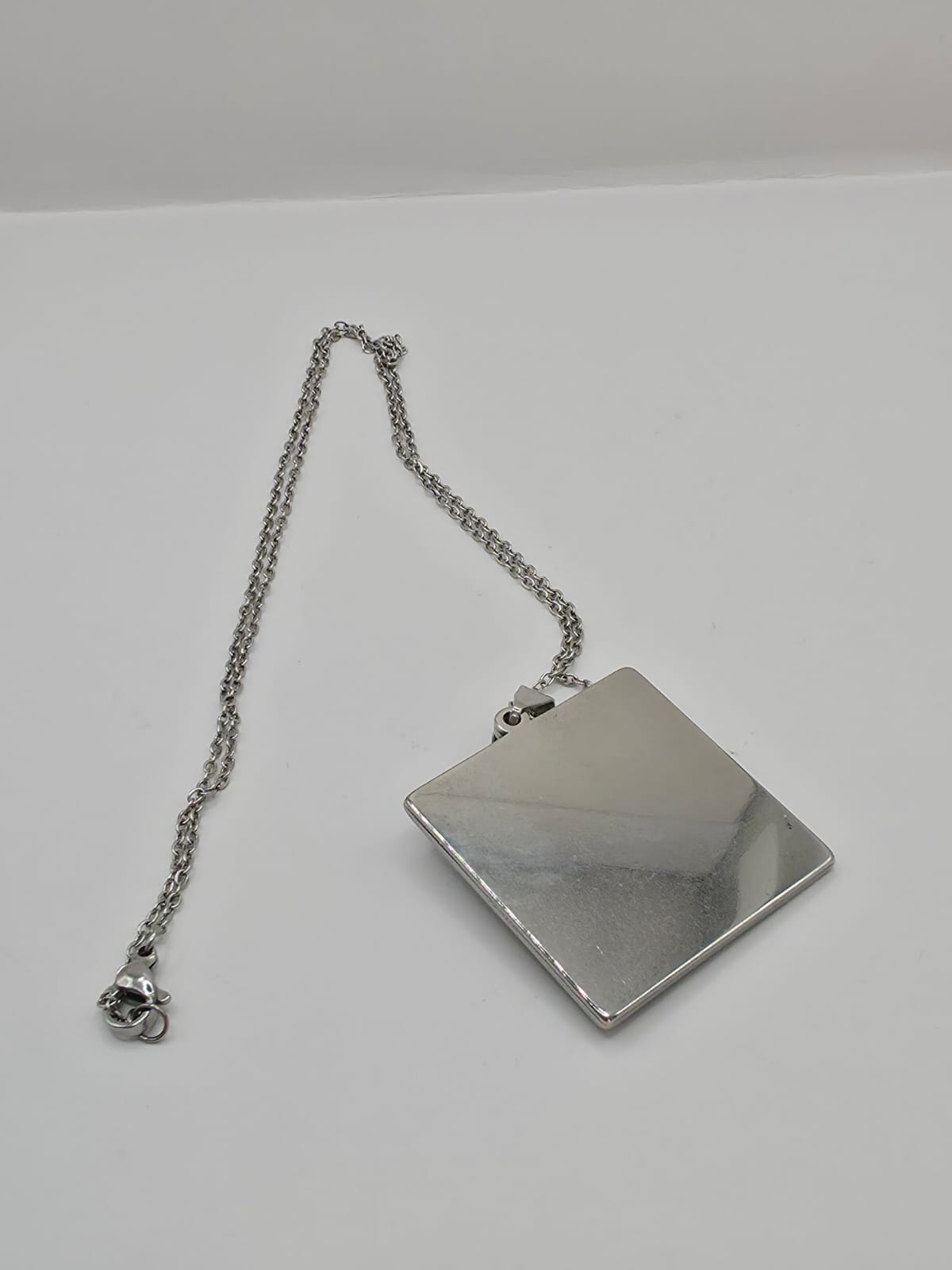 Real Sea Glass Pendant Necklace with Found Location Beach Photo, Stainless Steel Chain and Bezel