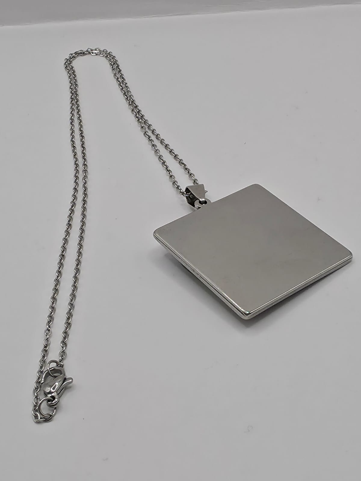 Real Sea Glass Pendant Necklace with Found Location Beach Photo, Stainless Steel Chain and Bezel
