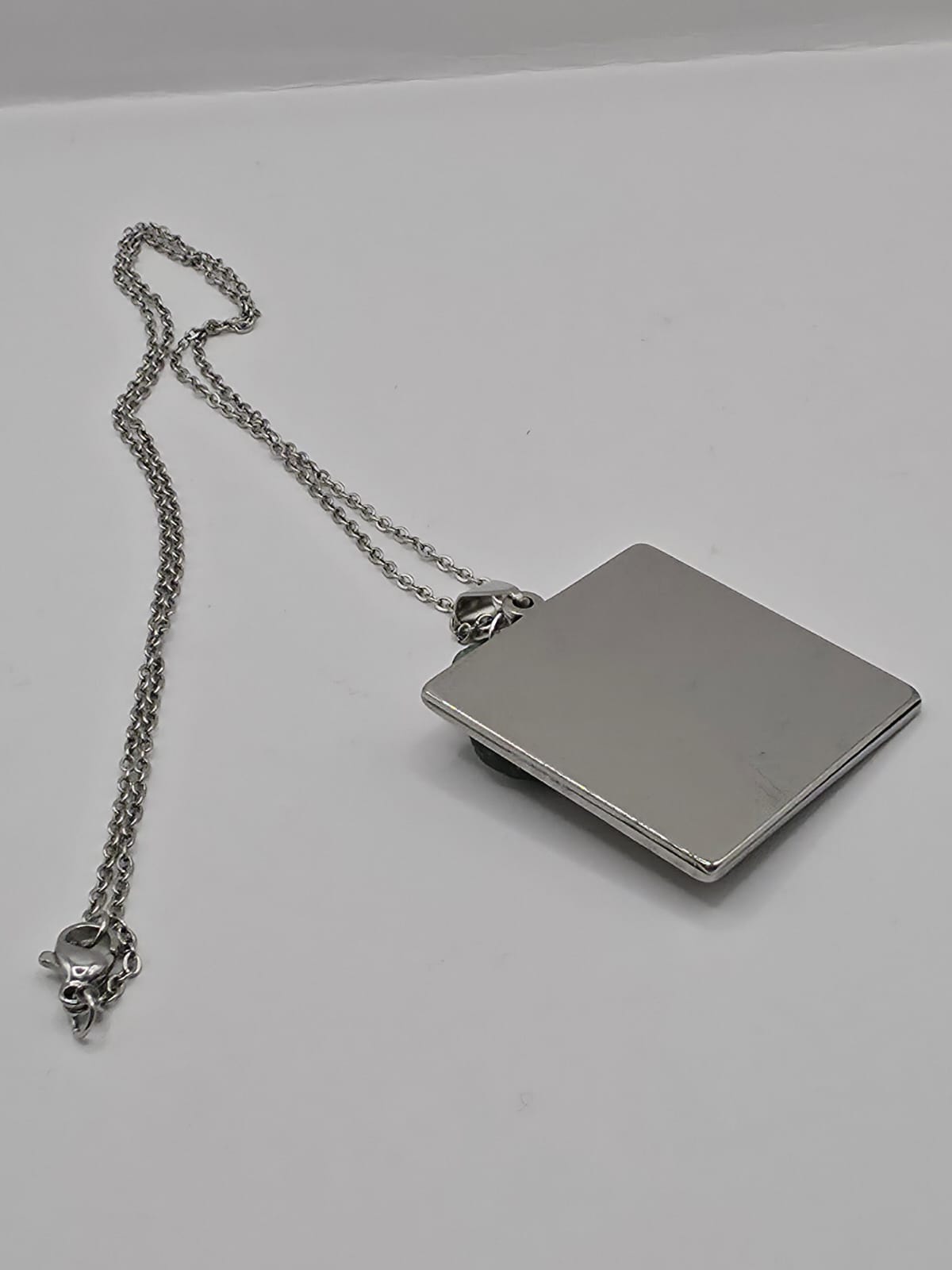 Real Sea Glass Pendant Necklace with Found Location Beach Photo, Stainless Steel Chain and Bezel